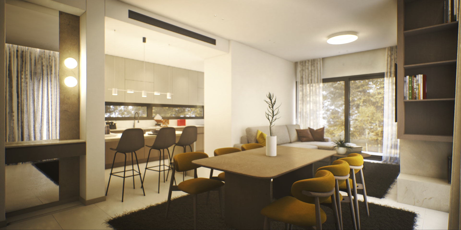 Villa in Begoulaki — open-plan kitchen, dining and living area